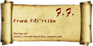 Frank Fürtike névjegykártya